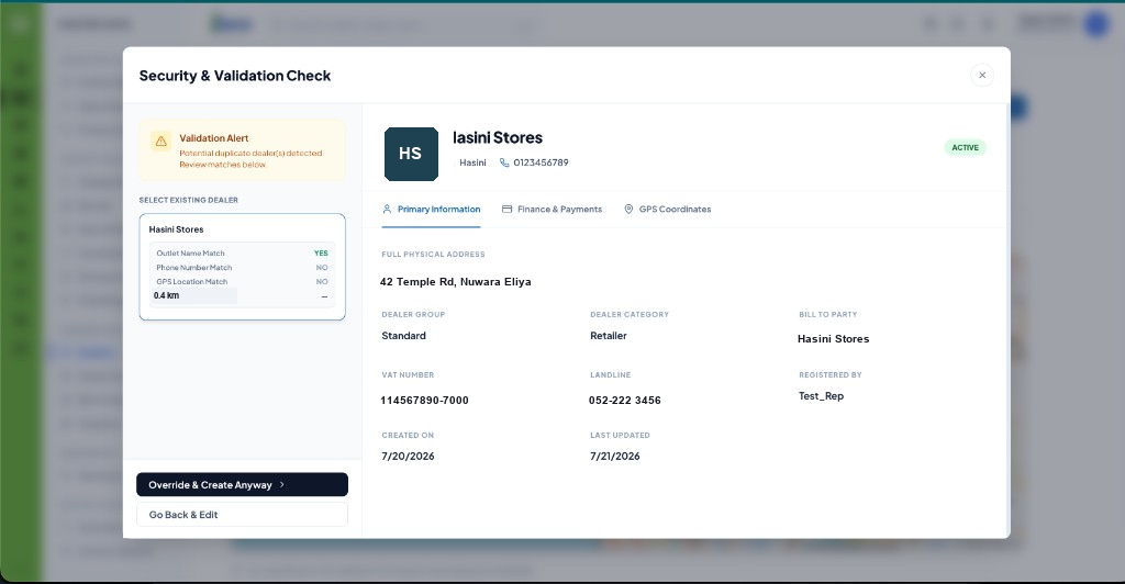 Outlet Duplicate Validation in iForce